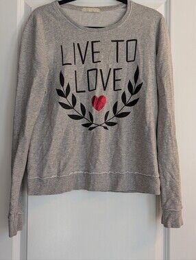 Forever 21 Gray Sweatshirt with Black Laurel and Red Heart Graphic